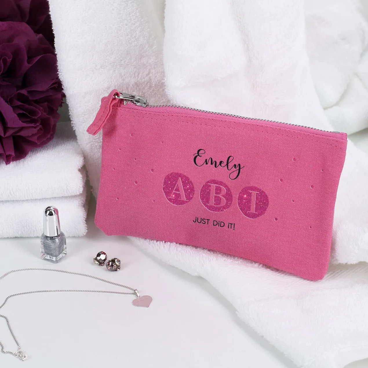 ABI Beautycase in Pink mit Name & Wunschtext - 2 Größen auswählbar