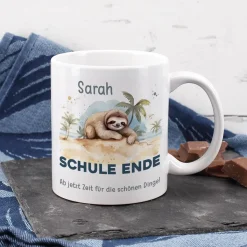 ABI & Schulabschluss - Tasse mit Faultier, Name und Wunschtext