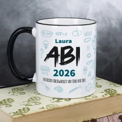 Abi Tasse mit Name, Jahr und Wunschtext - Geschenk zum Abitur