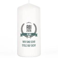 Abitur Kerze mit Name und Glückwunschtext