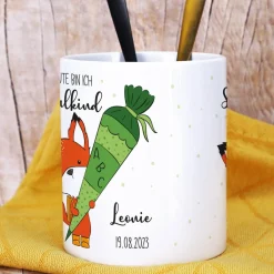 Ab jetzt Schulkind - Tasse mit niedlichem Fuchsmotiv als Geschenk zur Einschulung