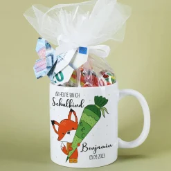 Ab jetzt Schulkind - Tasse mit niedlichem Fuchsmotiv als Geschenk zur Einschulung