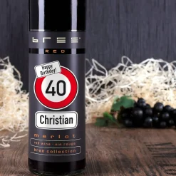 Achtung Alter - Rotweinflasche mit Aufdruck zum Geburtstag