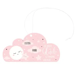 Acryl Anhänger rosa Wolke zur Geburt personalisiert mit Name & Geburtsdatum | Deko für Mädchen