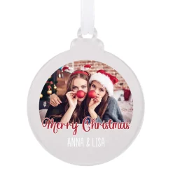 Acryl Christbaumkugel mit Wunschfoto und Ihrem Text