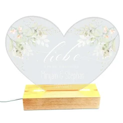 Acrylglas LED Lampe - Liebe ist kein Wort - mit Namen und Datum