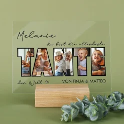 Acrylglas mit 5 eigenen Fotos, Name & Text | Geschenk für die beste Tante