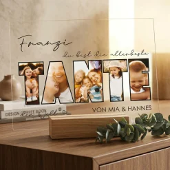 Acrylglas mit 5 eigenen Fotos, Name & Text | Geschenk für die beste Tante