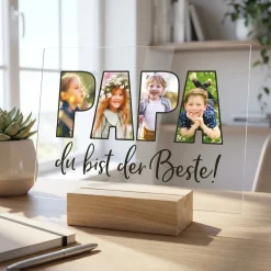 Acrylglas personalisiert mit 3 eigenen Fotos | Acrylbild als Geschenk für den besten Papa
