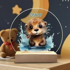 Acryllampe mit Ottermotiv als Nachtlicht für Kinder