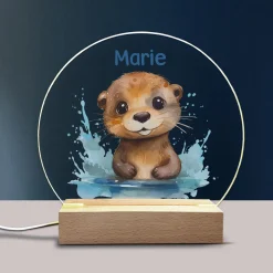 Acryllampe mit Ottermotiv als Nachtlicht für Kinder