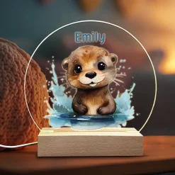Acryllampe mit Ottermotiv als Nachtlicht für Kinder