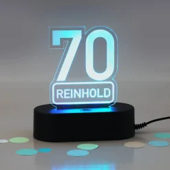 Acryllampe zum 70. Geburtstag mit Name