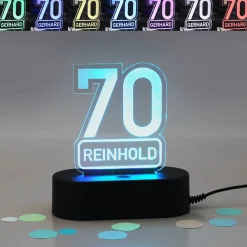 Acryllampe zum 70. Geburtstag mit Name