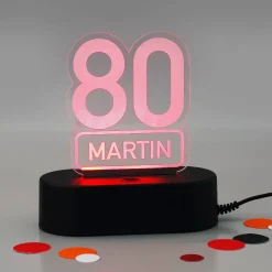 Acryllampe zum 80. Geburtstag mit Name