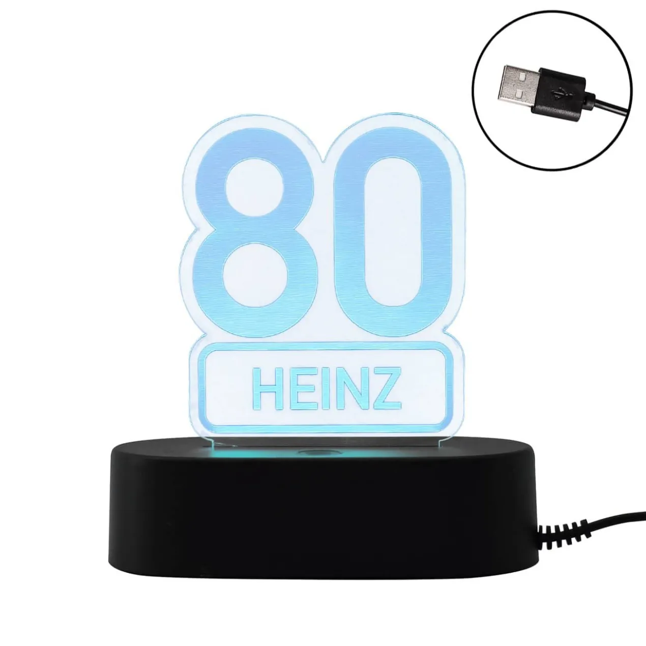 Acryllampe zum 80. Geburtstag mit Name