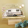 Acrylschild mit Campinganhänger & Blumenmotiv inkl. Wunschnamen zur Hochzeit