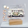 Acrylschild mit Hippie-Bus & Blumenmotiv inkl. Wunschnamen zur Hochzeit