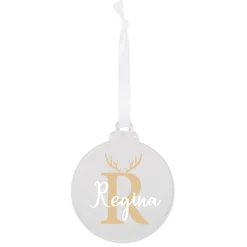 Acryl Weihnachtskugel mit Initial und Wunschname bedruckt