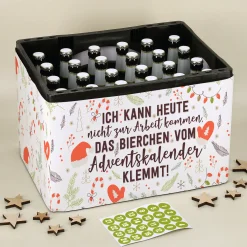 Adventskalender Bierkastenbanderole mit 24 Aufklebern für Bierflaschen | Bierchen klemmt