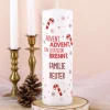 Adventskalender Kerze mit Zuckerstangen und Wunschtext