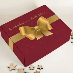 Adventskalender mit großer Schleife und Ihrem Wunschtext