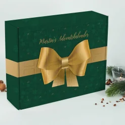Adventskalender mit großer Schleife und Ihrem Wunschtext