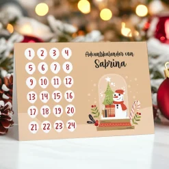 Adventskalender to go | Personalisierte DIY Klappkarte zu Weihnachten mit Schneekugelmotiv