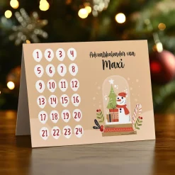 Adventskalender to go | Personalisierte DIY Klappkarte zu Weihnachten mit Schneekugelmotiv