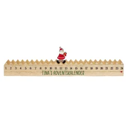 Adventskalender 'Walking Santa' aus Holz mit kleiner Figur | Personalisierbar mit Text