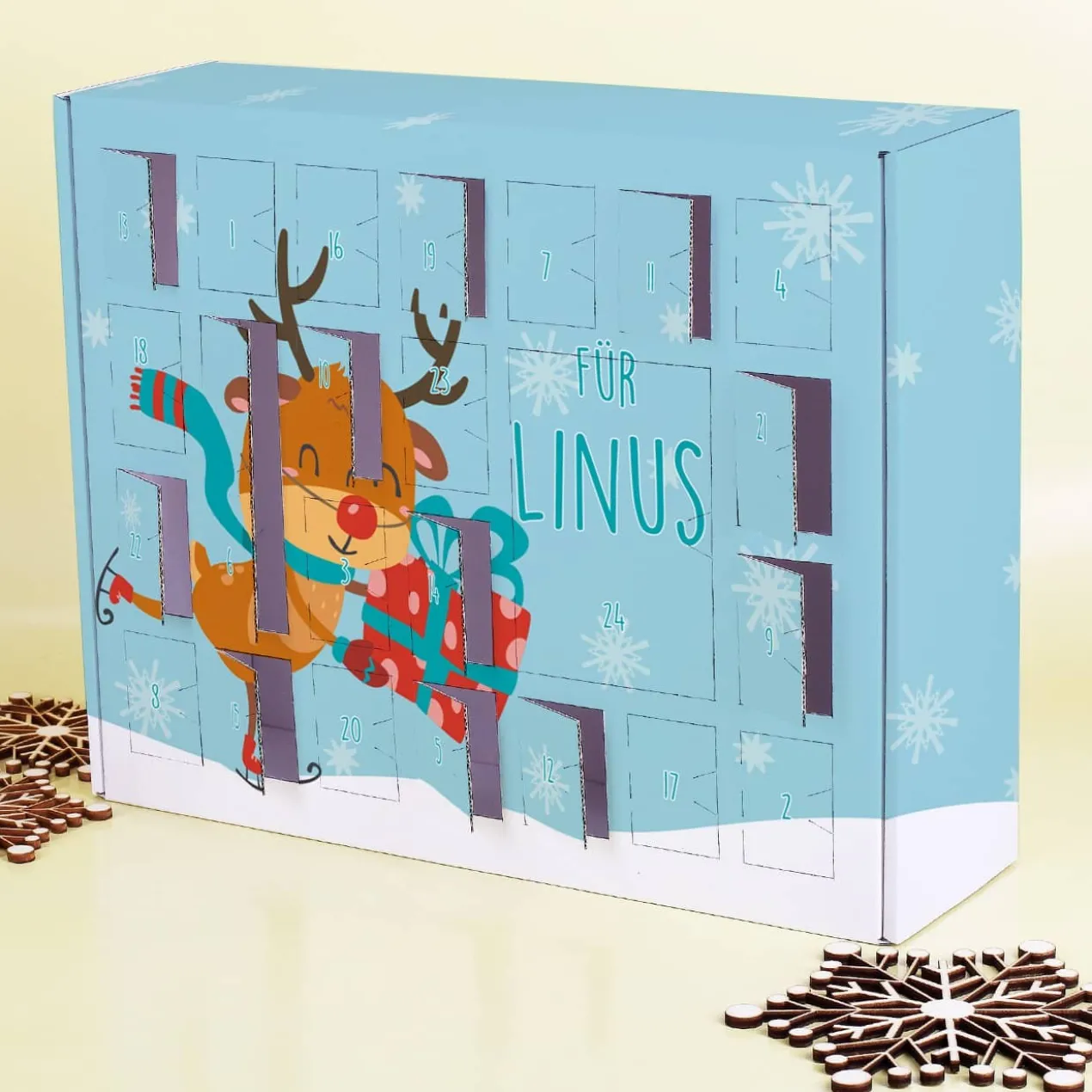 Adventskalender zum selber Füllen mit niedlichem Rentier