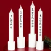 Adventskerzen im 4er-Set | Weiße Stabkerzen mit Schneeflocken für Adventskranz & Weihnachtsdeko