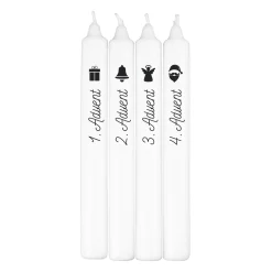 Adventskerzen mit Weihnachtsmotiven personalisiert mit Wunschtext | 4er Set Stabkerzen