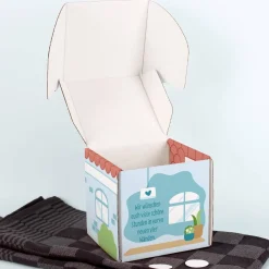 Alles Gute im neuen Zuhause - Schnaps-Geschenkset zum Einzug verpackt als kleines Haus