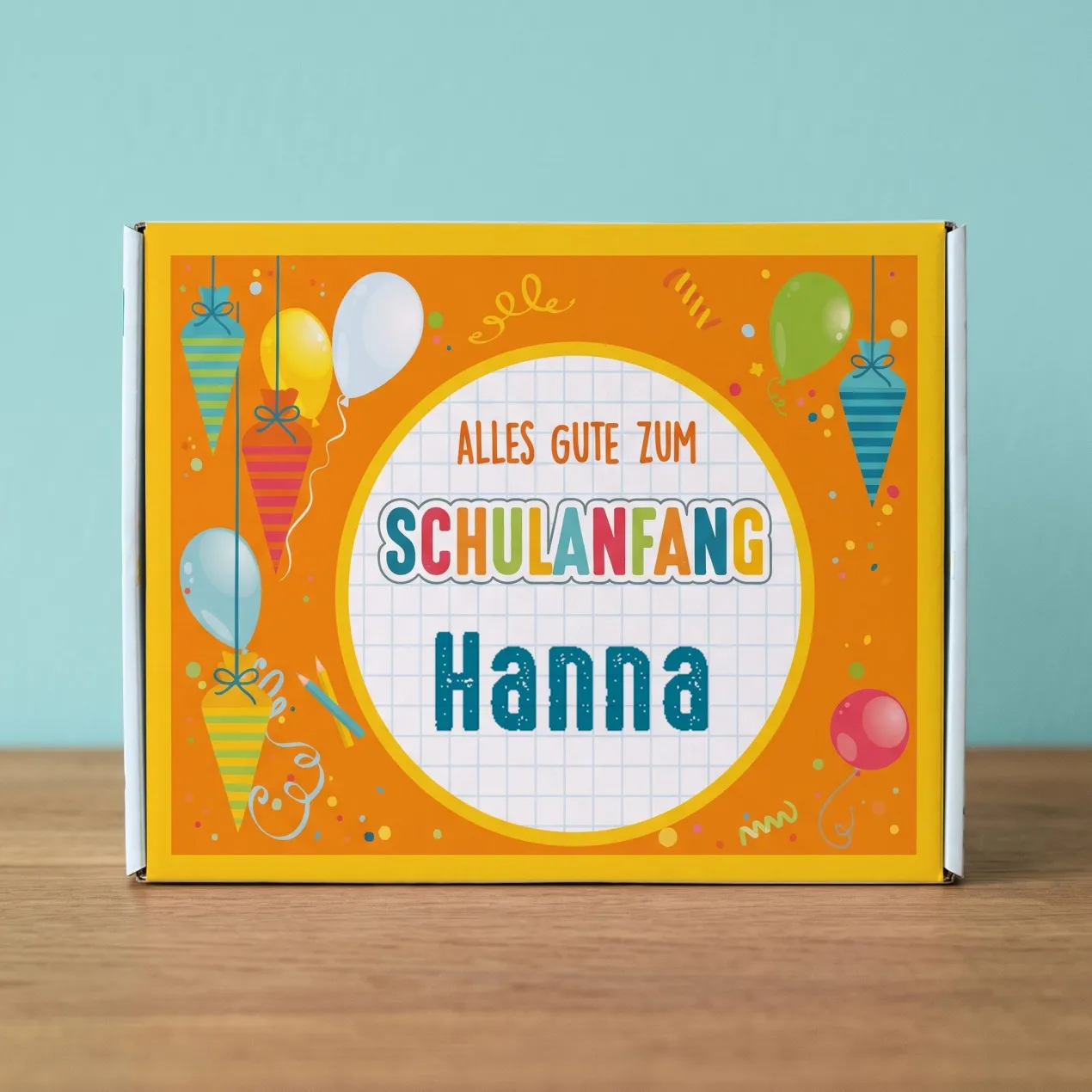 Alles Gute zum Schulanfang - Geschenkverpackung mit Name