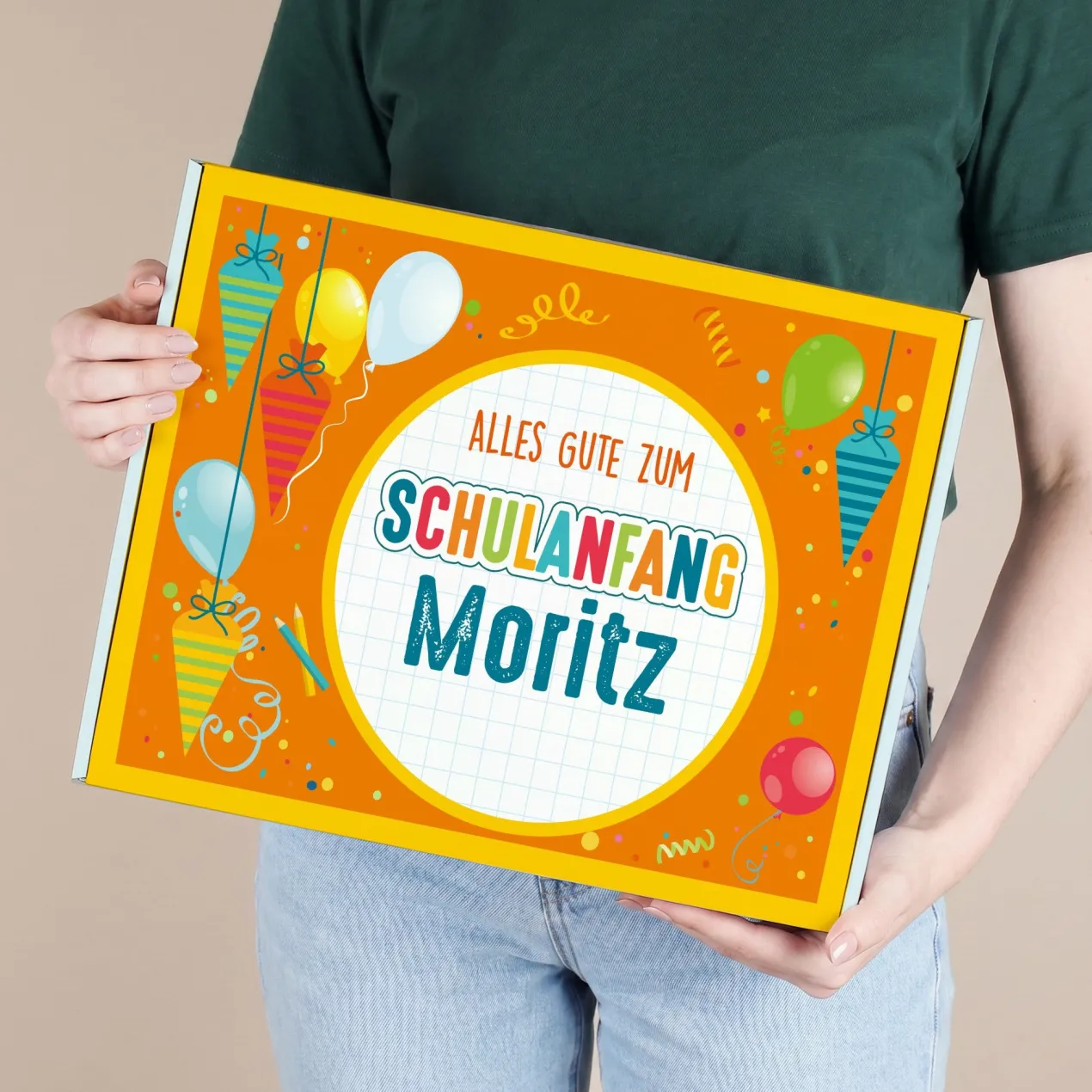 Alles Gute zum Schulanfang - Geschenkverpackung mit Name