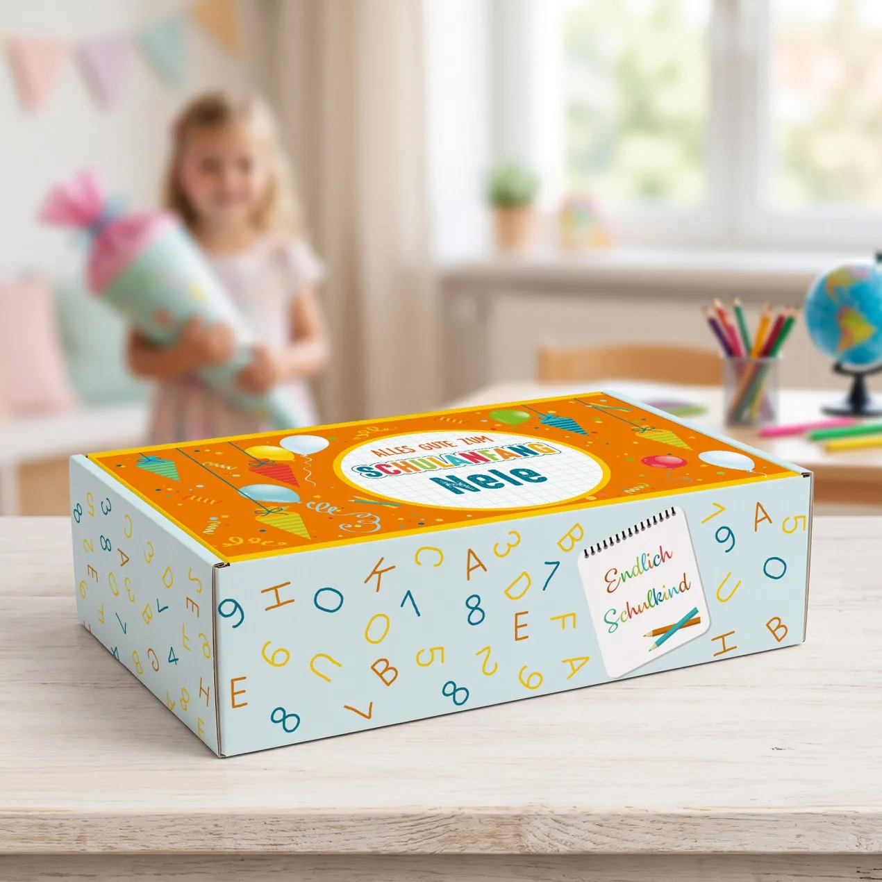 Alles Gute zum Schulanfang - Geschenkverpackung mit Name