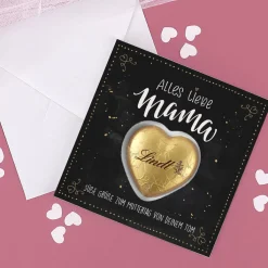 Alles Liebe Mama- Klappkarte mit Lindt Schokoherz und Wunschtext