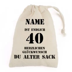 Alter Sack Zuziehbeutel zum 40. Geburtstag in 2 Größen