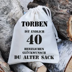 Alter Sack Zuziehbeutel zum 40. Geburtstag in 2 Größen