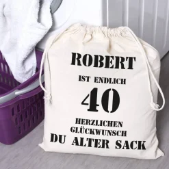 Alter Sack Zuziehbeutel zum 40. Geburtstag in 2 Größen
