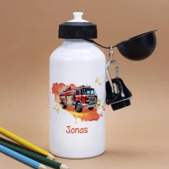 Aluminium-Trinkflasche mit Feuerwehr-Motiv und Name