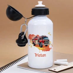 Aluminium-Trinkflasche mit Feuerwehr-Motiv und Name