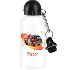 Aluminium-Trinkflasche mit Feuerwehr-Motiv und Name