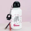 Aluminium-Trinkflasche mit Pferd, Blüten und Name