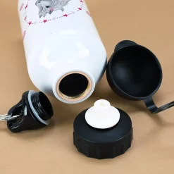 Aluminium-Trinkflasche mit Pferd, Blüten und Name