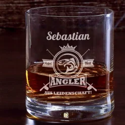 Angler aus Leidenschaft - graviertes Whiskyglas mit Name