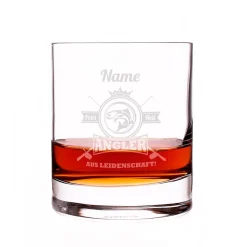 Angler aus Leidenschaft - graviertes Whiskyglas mit Name