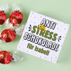 Anti Stress Schokolade - 4 Lindorkugeln in personalisierter Verpackung