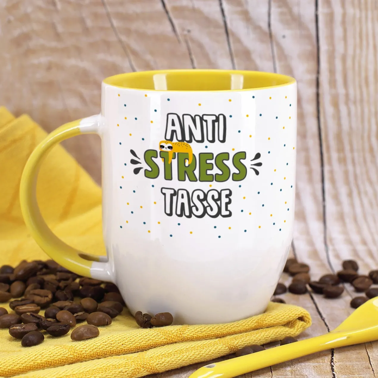 Anti-Stress Tasse mit kleinem Faultier